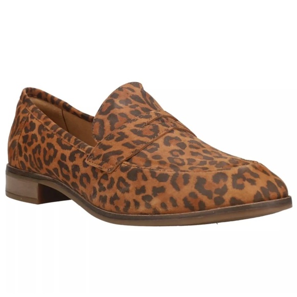 Clarks Trish Rose Brown Leopard Print Slip on Loafers Size 8M - Picture 1 of 8